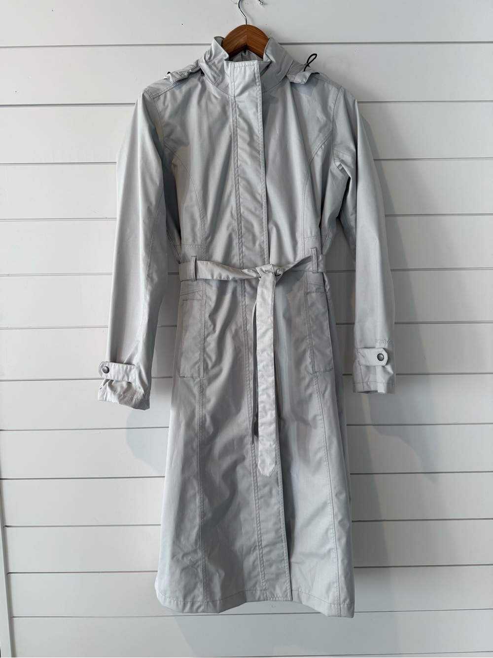 Eddie Bauer Pale Gray Belted Trench Coat